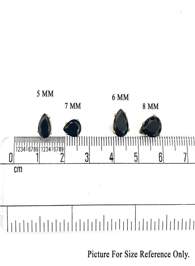 Embroiderymaterial Sew On Crystal Stone Rhinestone Beads for Fabric, Craft, Embroidery, Sewing and Jewellery Making with Crown Prong Claws Setting (6X8MM - 25 Pieces, Black) - Image 2